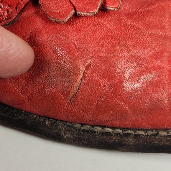 JUSTIN Women’s Boots Size 6 Red Leather Western Cowboy Made USA Distressed Shoes - Picture 7 of 12